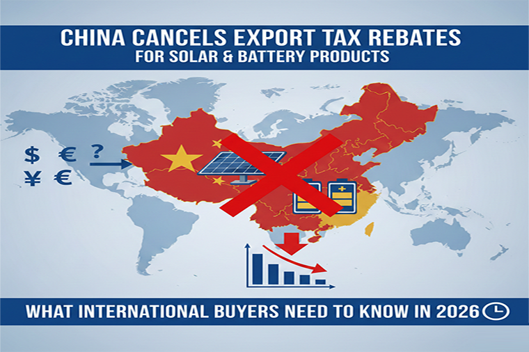 Китай отменяет экспортные налоговые льготы для солнечных и батарейных продуктов: что международным покупателям нужно знать в 2026 году