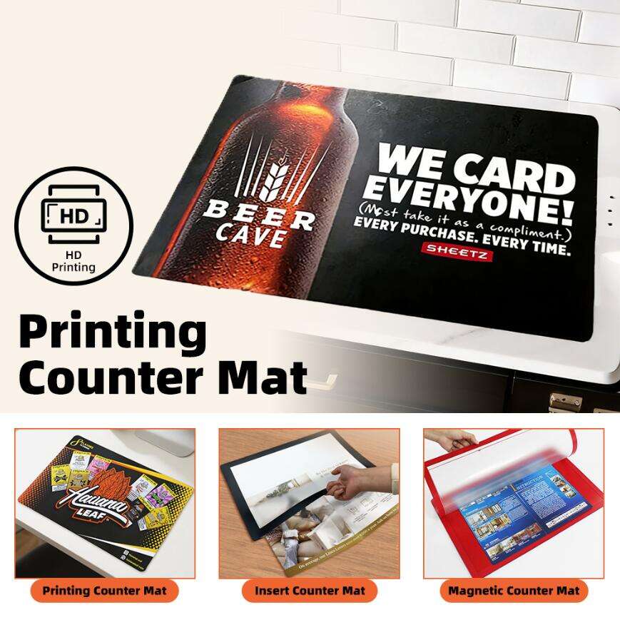 Modern Counter Table PVC Desk Mats Eco-Friendly 3mm Non Slip Rubber Backing with Print for Advertising Promotion Retail Use