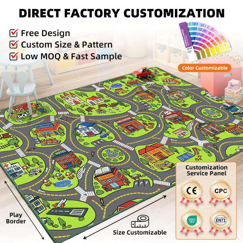 Kids Rug and Carpet Set Children's Play Mat Personalized Custom Name Design Washable NonSlip