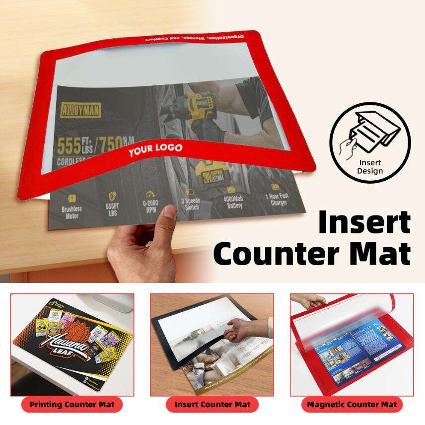 Countertop Promotional Retail Advertisement Pad Changeable Counter Mat with Insert