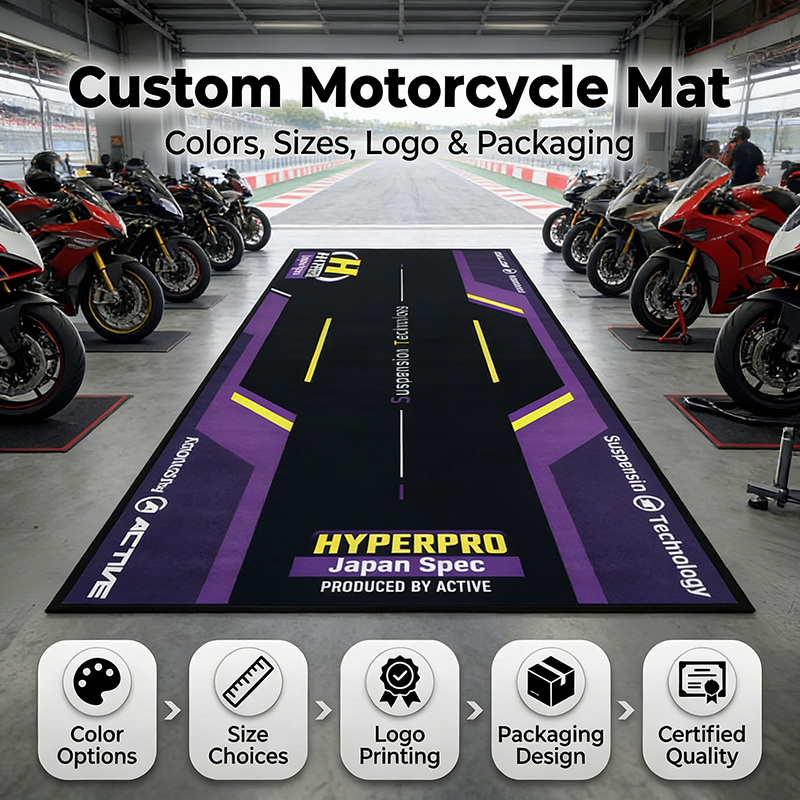 Custom Nylon Rubber Motorcycle Floor Garage Foot Mat Pit Motorcycle Mat Motorcycle Industry Carpet