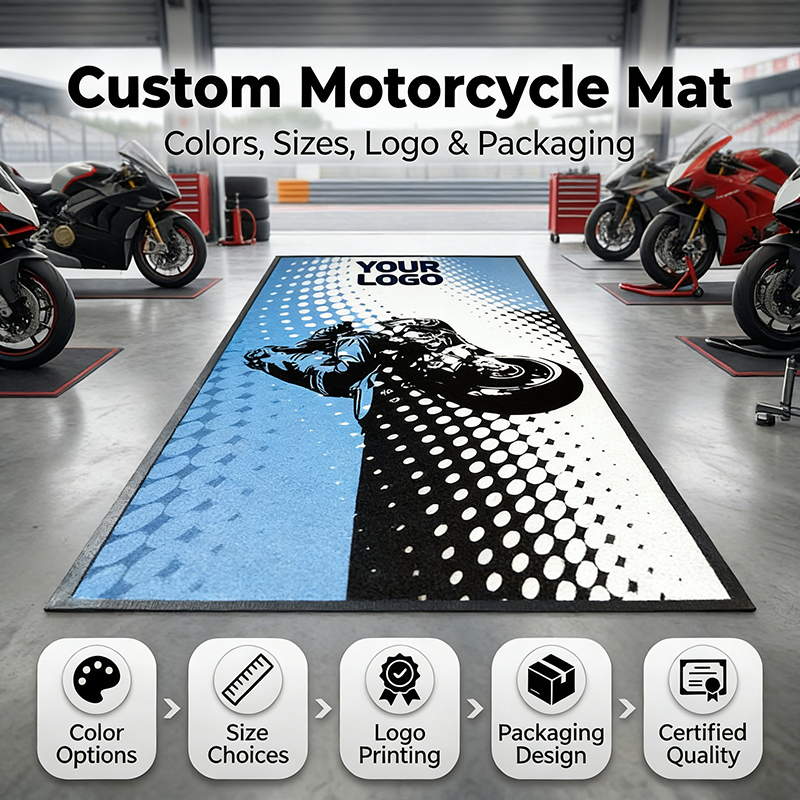 Custom PVC Pit Mat for Motorcycle Garage Easy-to-Clean Carpet for Off-Road Adventures Mat for Outdoor