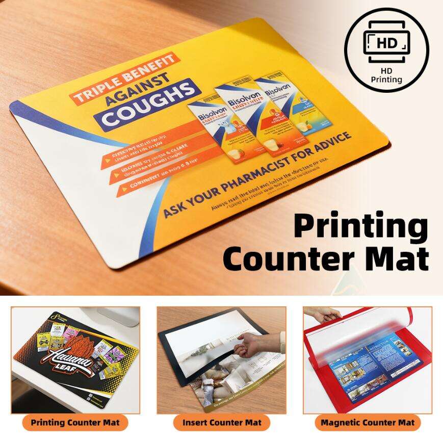 Changeable Display Card Mat Promotional Rubber Photo Frame Soft Retail Counter Mat Branded Rubber Counter Mat