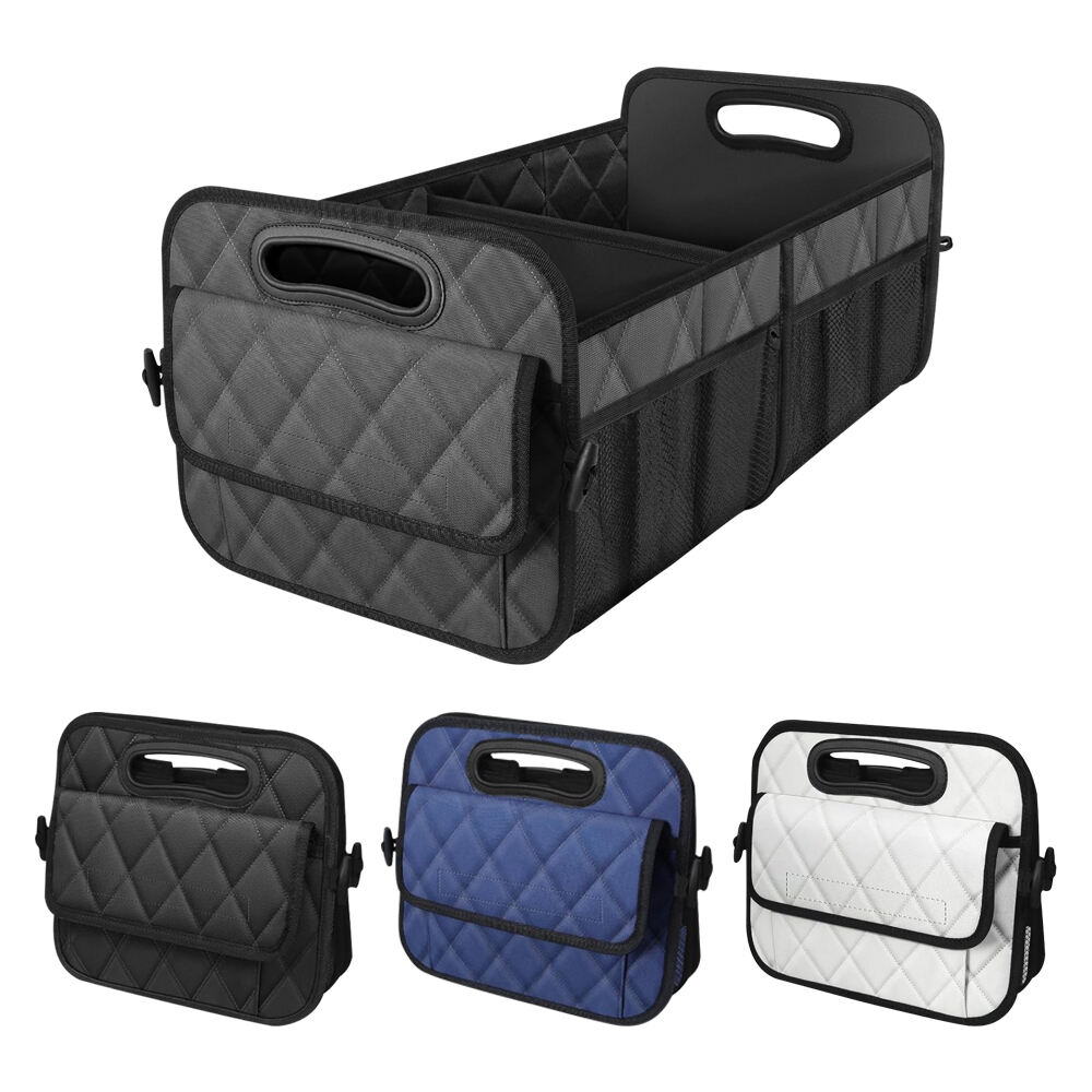 منظم صندوق السيارة، صندوق تخزين قابل للطي وقابل للغسل، سعة كبيرة، مقاوم للماء، منظّم صندوق من لوح PP قابل للطي للسيارات الرياضية المتعددة الأغراض والسيدان والشاحنات الصغيرة وللتخزين أثناء السفر