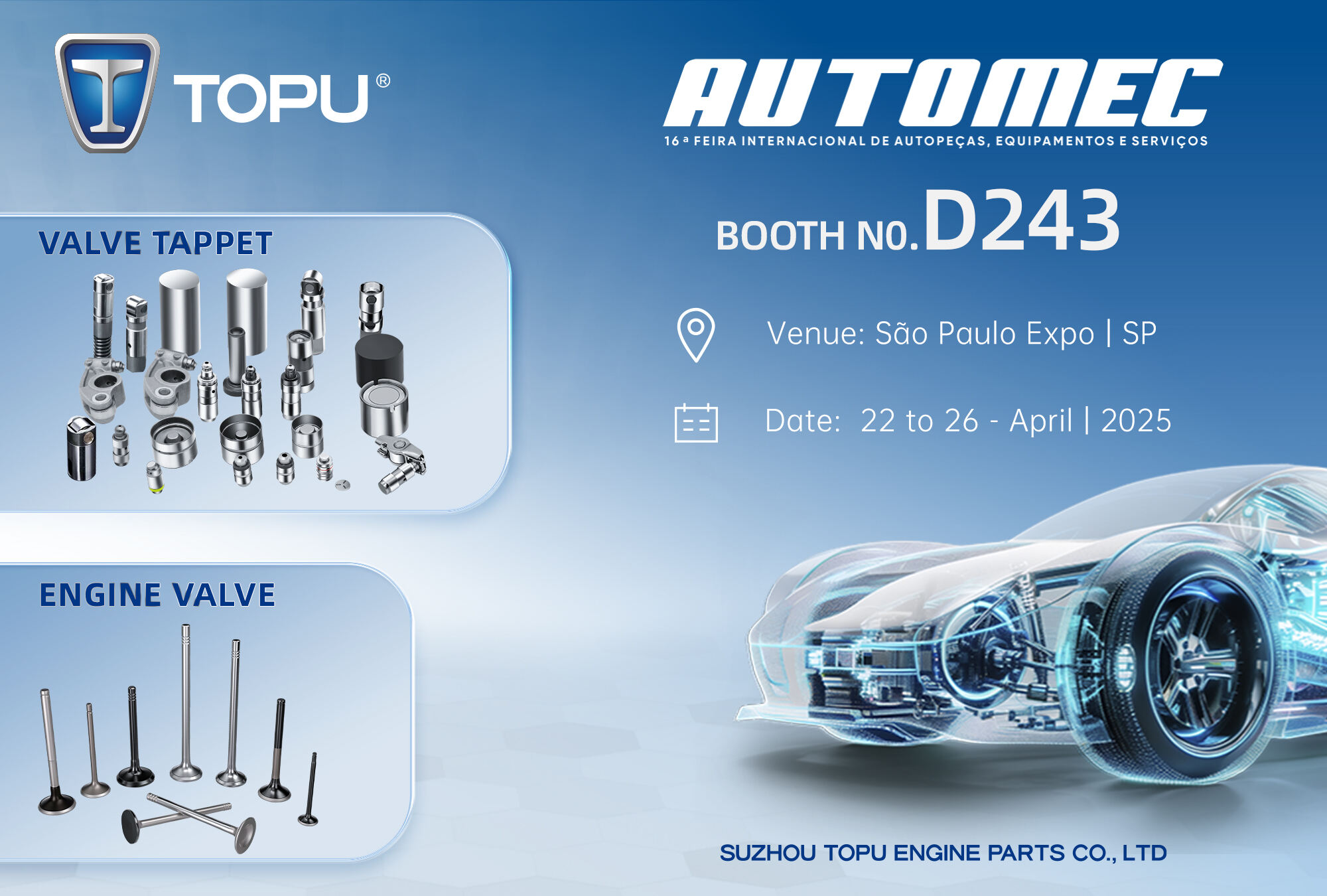 Invitation to Visit TOPU at AUTOMEC 22~26 - April 2025