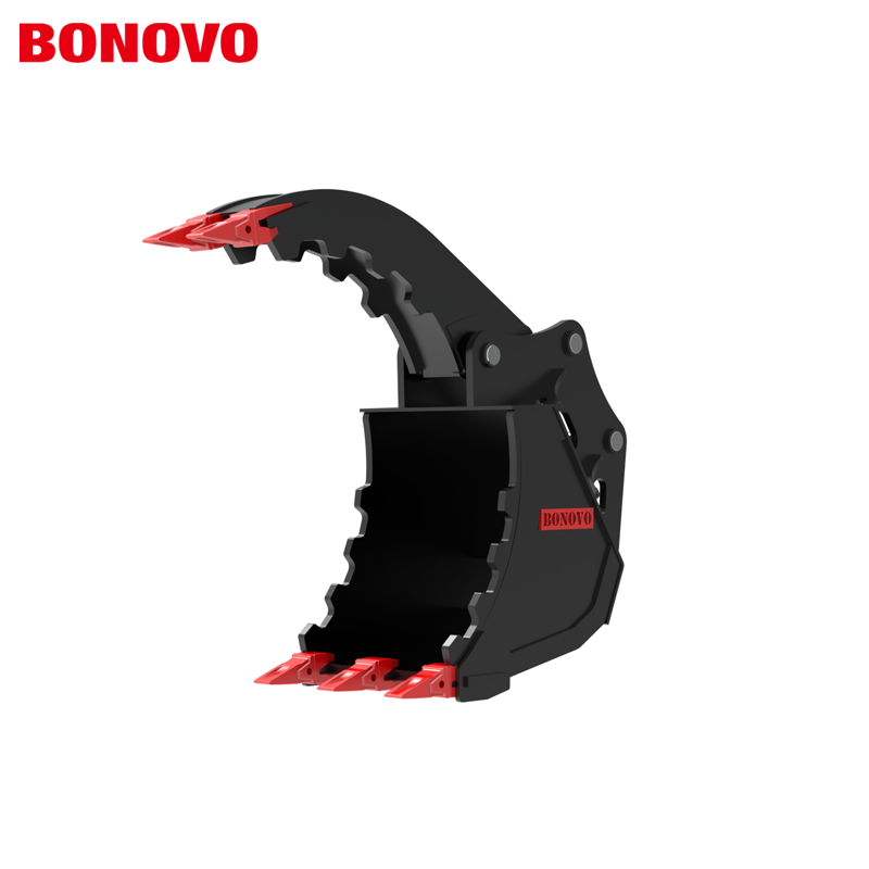 BONOVO Baggerkelle mit Hydraulik-Daumen | Schwerlast-Anhänger zum Greifen und Graben