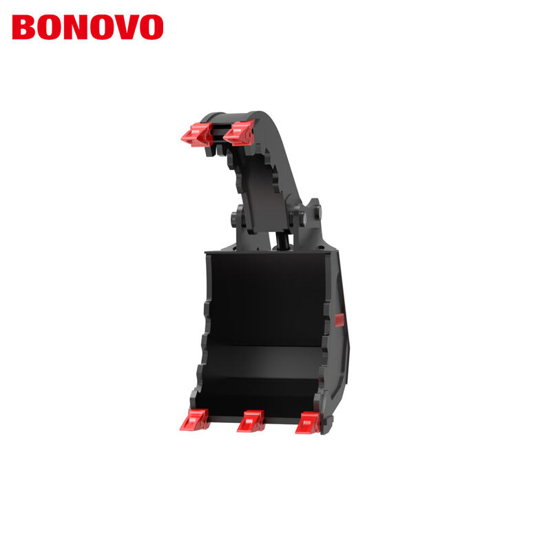 BONOVO Excavator Bucket with Hydraulic Thumb | Heavy Duty Attachment for Grabbing & Digging