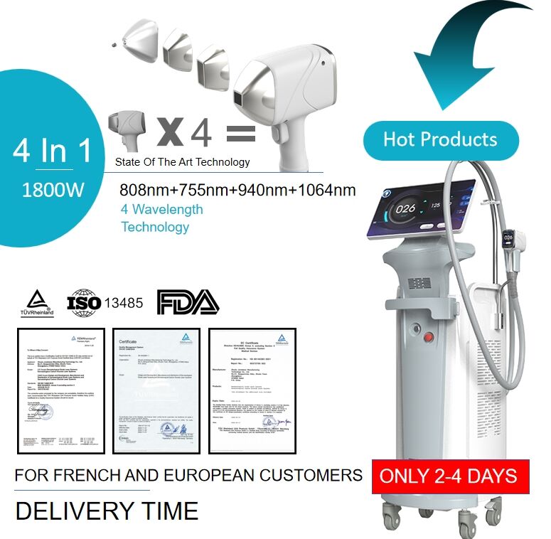 Approved MDR FDA MDSAP 600W 1200W 1800W 3000W 4 in 1 Replaceable Spots 755NM 808NM 940NM 1064NM Diode Laser Hair Removal machine