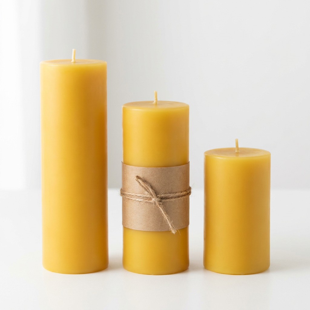 Long Burning Beeswax Pillar Candle Natural Pure for Centerpiece Gift