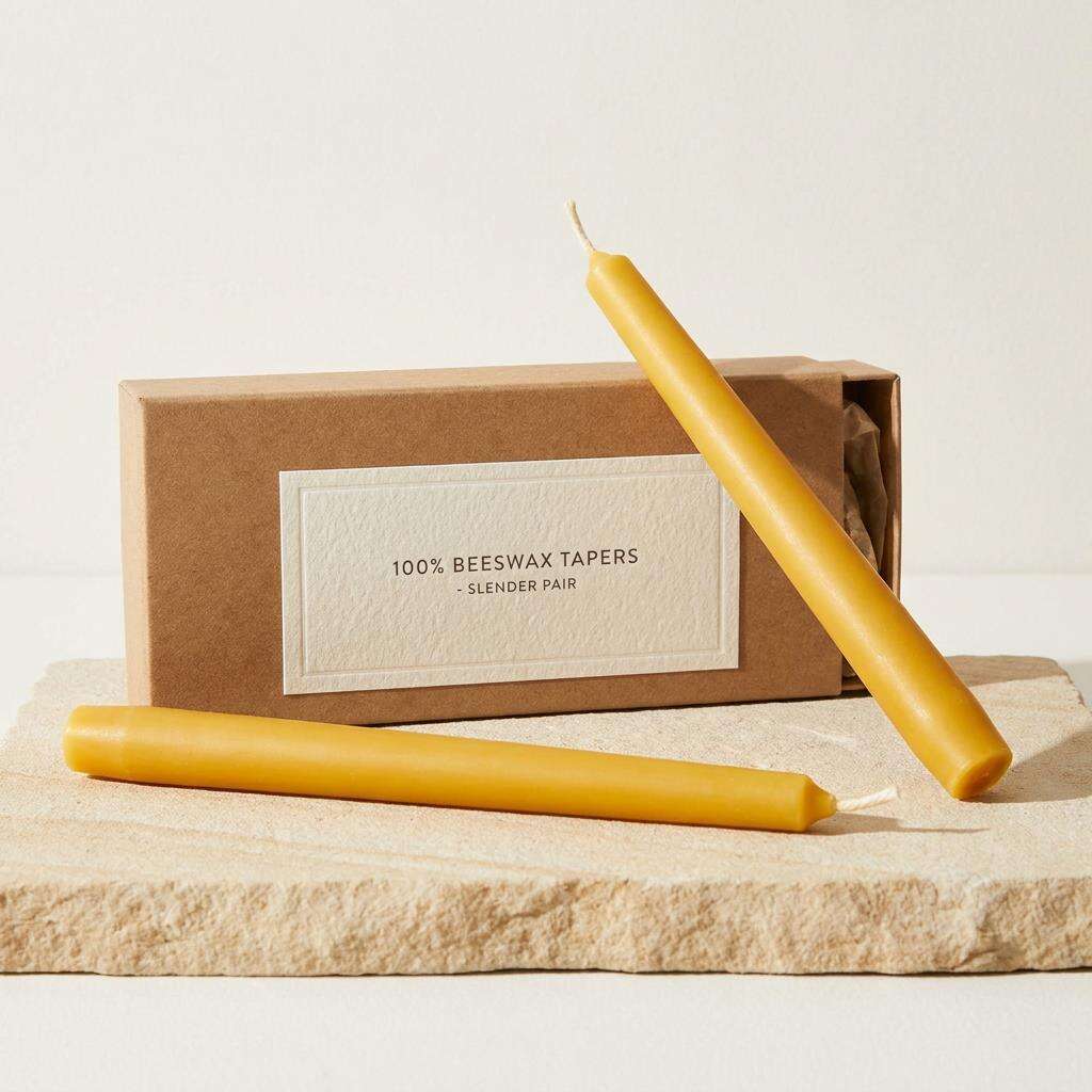 Pure Beeswax Taper Candle Handmade Natural for Dinner Wedding
