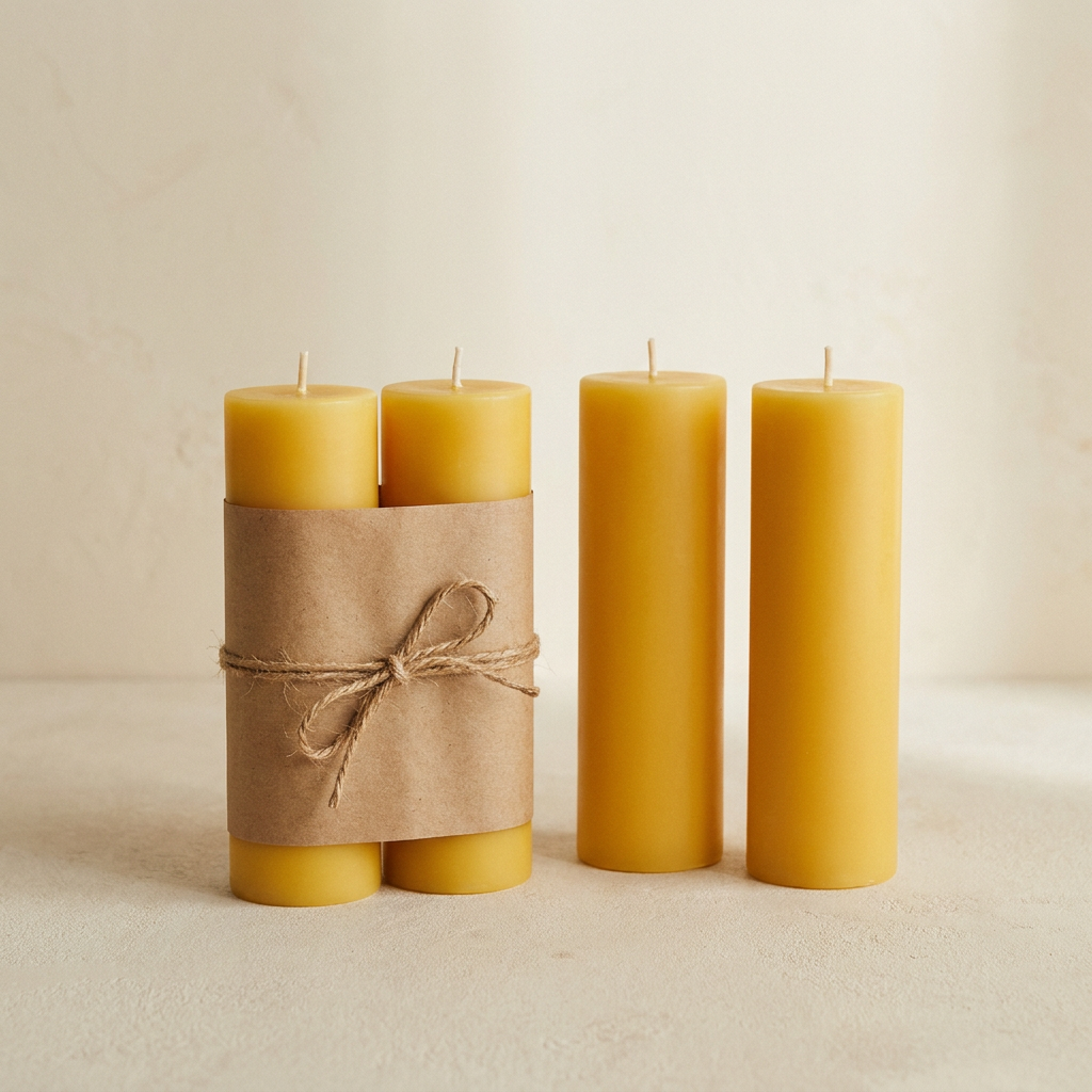 Beeswax Pillar Candle Pure Natural Handmade for Home Decor Wedding