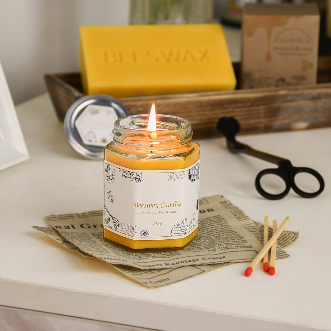 Свеча в стеклянной банке из пчелиного воска, ручная работа, натуральная, чистая, для домашнего декора, рождественских подарков