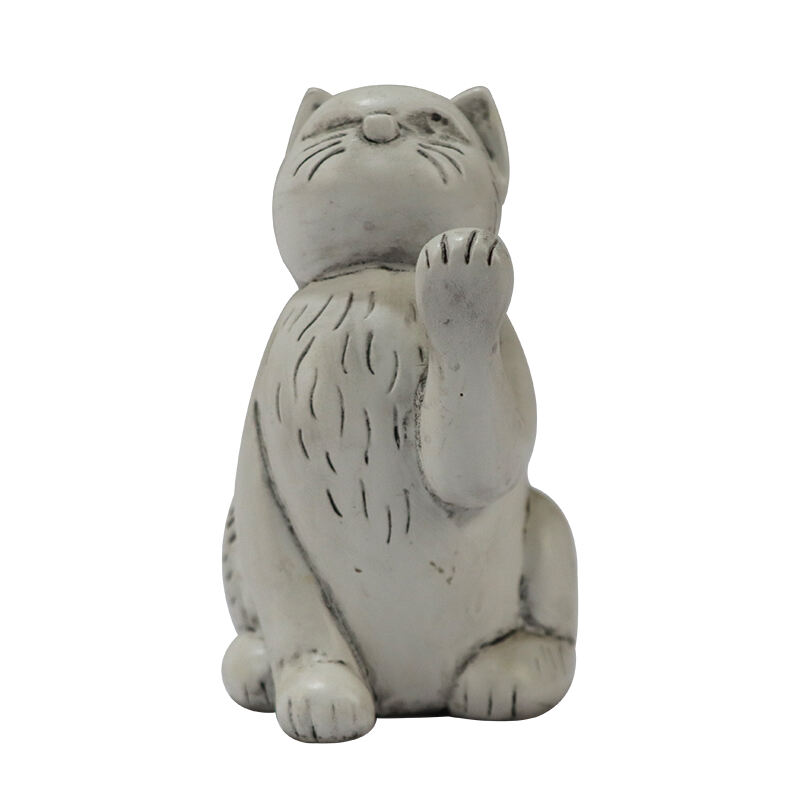 Műgyanta Fehér Macska Figurina - Letisztult Házidísz