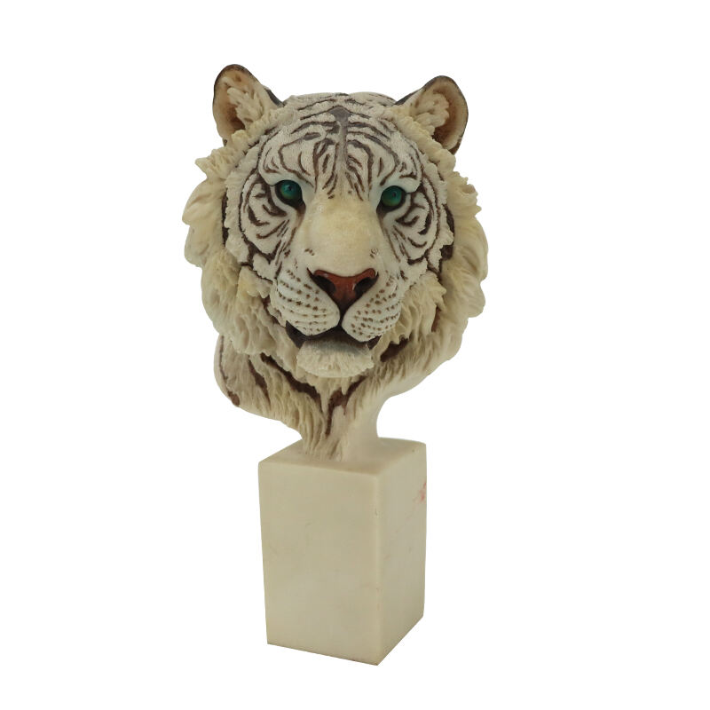 Műgyanta Fehér Tigrisfej Figurina - Vadon ihletette Díszítés