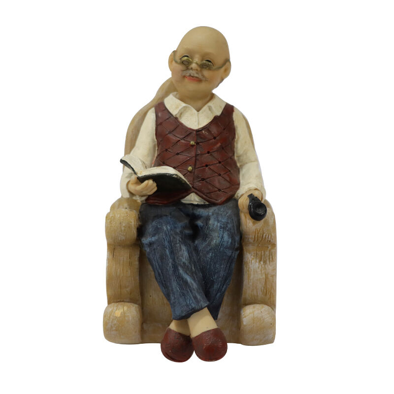 Tượng Nhựa Người Già Đang Đọc Sách - Trang Trí Thư Giãn