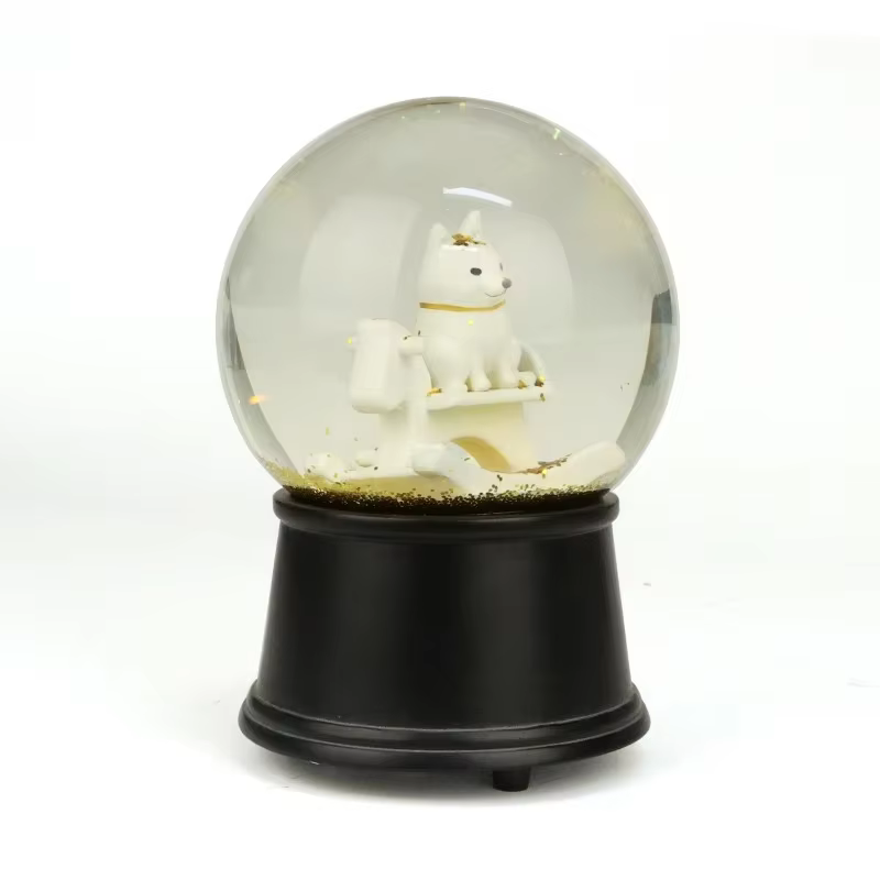 Wholesale Custom Cute Puppy Sculpture Model Music Snow Globe Diy Animal Figurine Gifts Souvenir Home Decoration Art Ornaments supplier