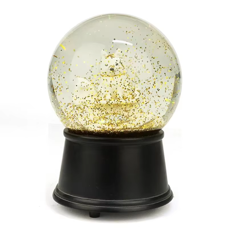 Wholesale Custom Cute Puppy Sculpture Model Music Snow Globe Diy Animal Figurine Gifts Souvenir Home Decoration Art Ornaments details
