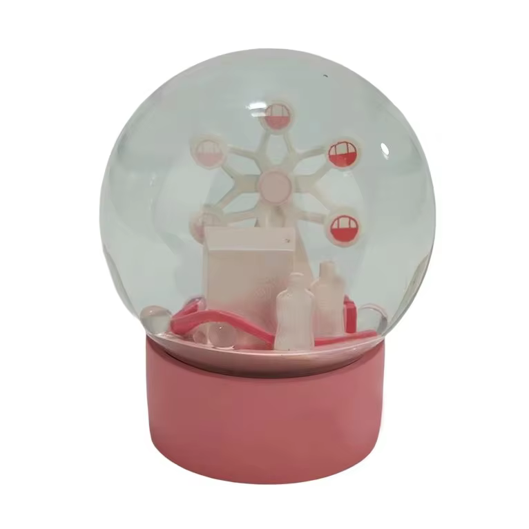 Pink Ferris Wheel Model Sculpture Resin Craft Snow Globe Romantic Souvenir Gifts Home Decoration 3D Painting Custom Art Ornament details