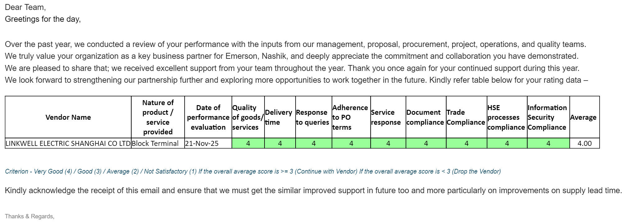 LINKWELL has once again been honored as an Excellent Partner by Emerson.jpg