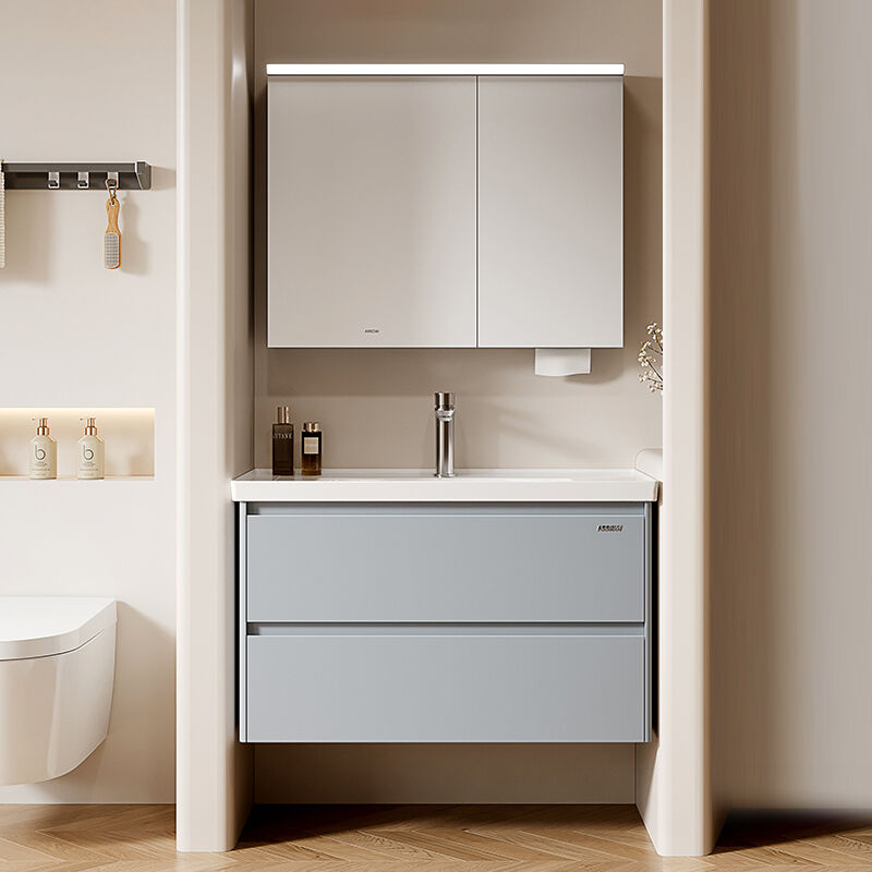 Armatură de baie modernă din aluminiu cu nucleu tip fagure și corp din oțel inoxidabil, iluminată, ecologică, cu chiuvetă ceramică impermeabilă