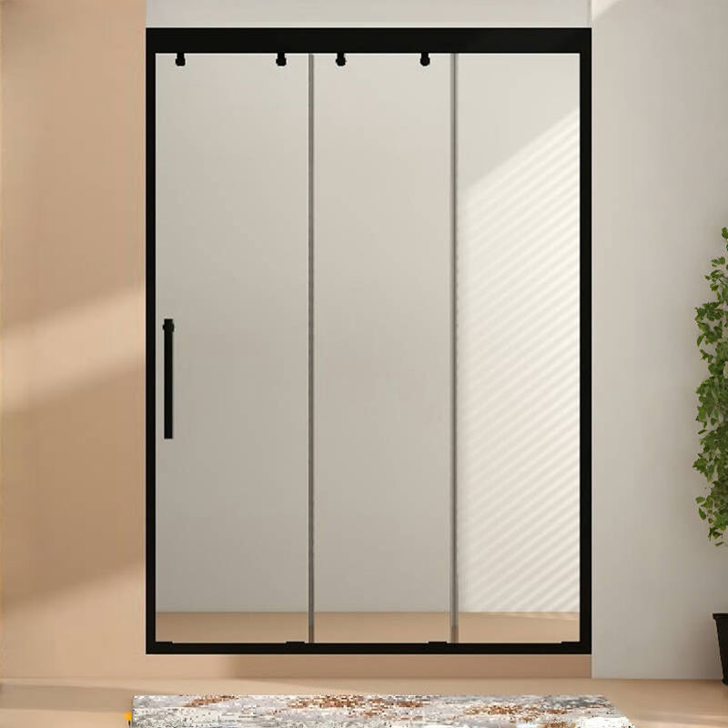  Newly Modern shower screen sliding black Polished Sliver shower enclosure ALF293L