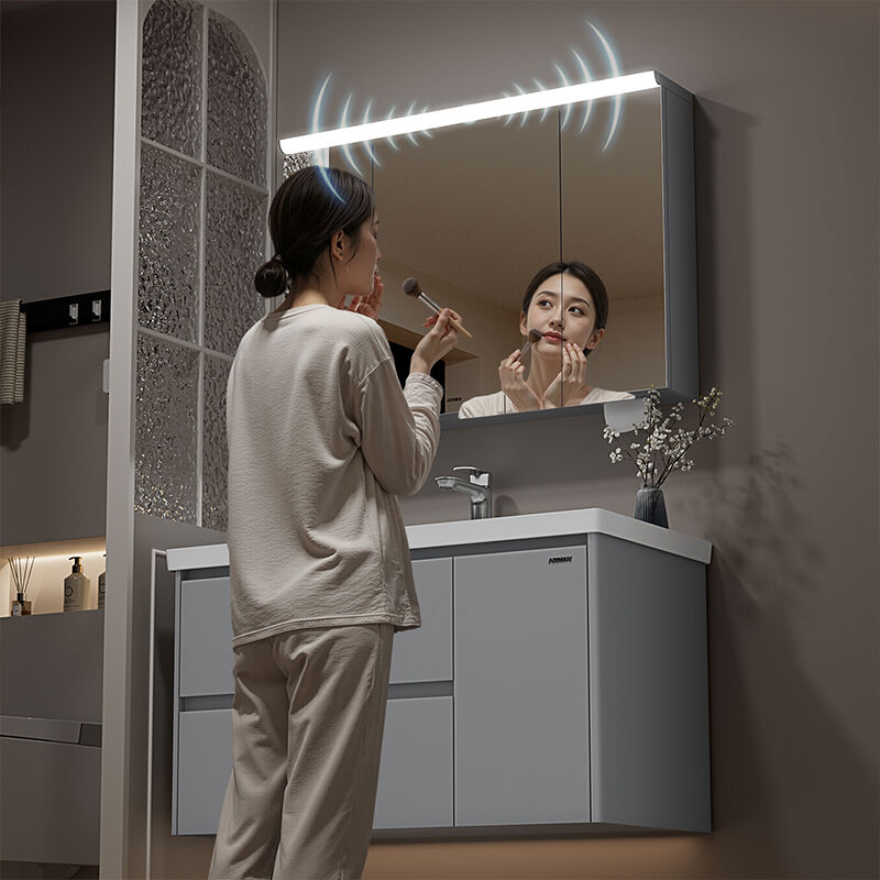 Armatură de baie modernă din aluminiu cu nucleu tip fagure și corp din oțel inoxidabil, iluminată, ecologică, cu chiuvetă ceramică impermeabilă