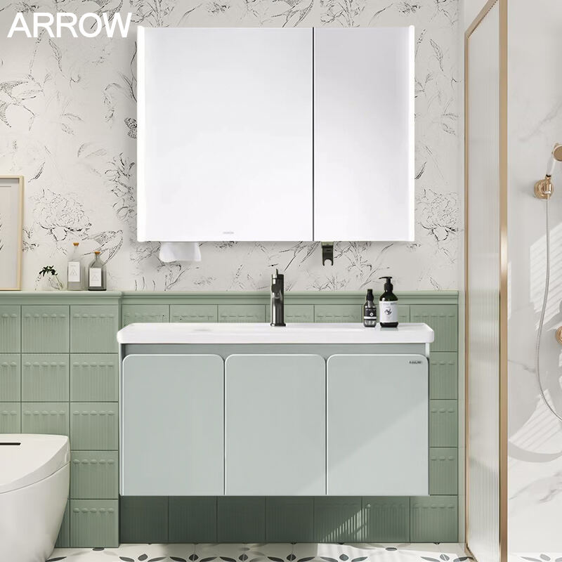 Bathroom Vanity Lighting Wall Mount Bathroom Vanity Cabinets With Mirror and Basin QingNing Series