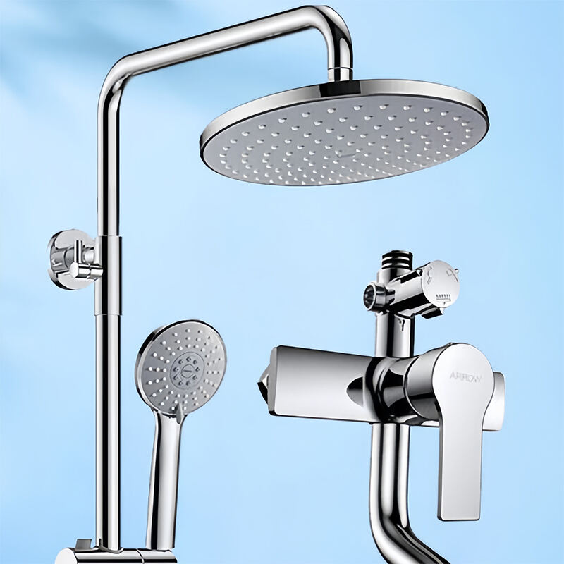 Modern bathroom chrome brass rainfall shower faucet bath room rain shower stainless steel column water mixer set system AE3376MS