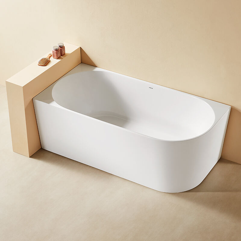 Acrylic Solid Surface White Corner Bathtub Freestanding Solid Surface Bathtub AH17002SQZ