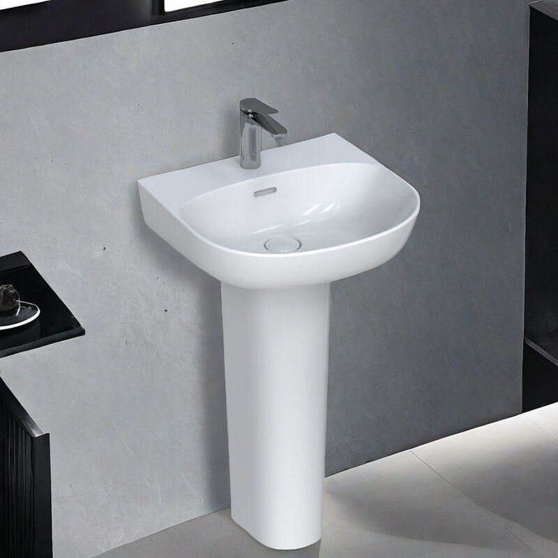 Wash Basin Pedestal Bathroom Ceramic Pedestal Wash Basin Floor Standing Pedestal Basin AHP31005C/AHL9005A