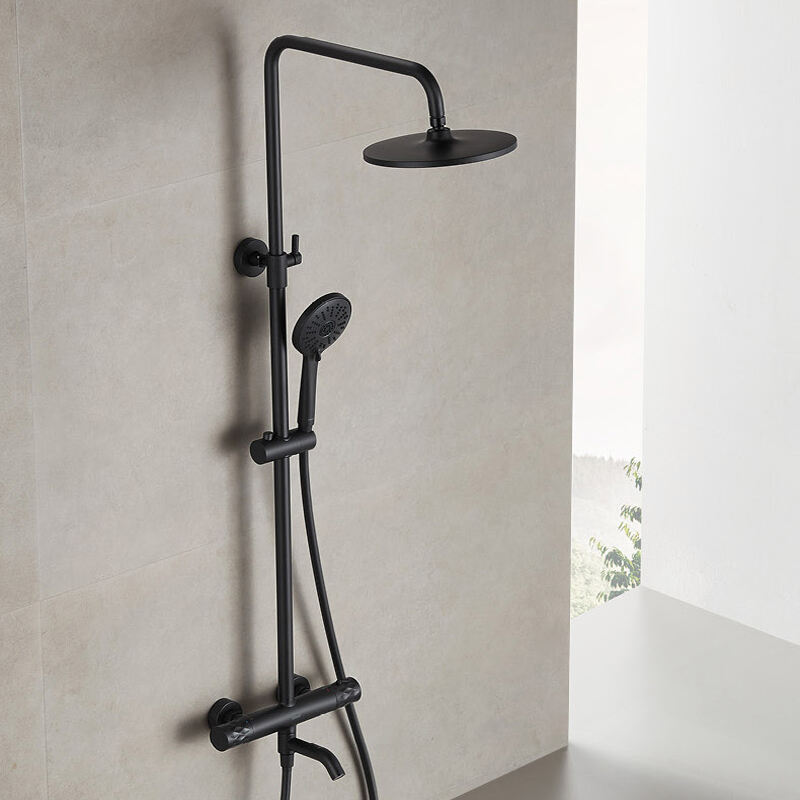 ชุดฝักบัวอ่างอาบน้ำแบบเทอร์โมสแตติก ARROW ระบบฝักบัว อ่างอาบน้ำ และชุดฝักบัวทำจากทองเหลือง AG3317SHMB