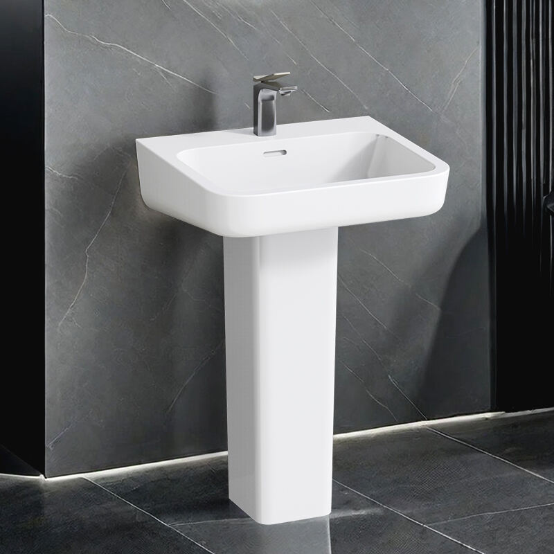 Wash Basin Pedestal Bathroom Ceramic Pedestal Wash Basin Floor Standing Pedestal Basin AGP32037C/AGL9605A