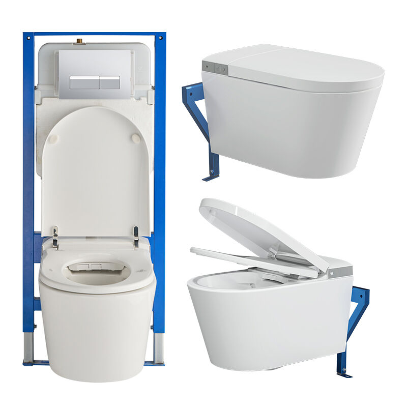 ইন্টেলিজেন্ট হোম স্মার্ট ওয়াল-হাঙ্গ কনসিল্ড টয়লেট অটোমেটিক কভার পি-ট্র্যাপ ড্রেনেজ সিফন জেট ফ্লাশিং হিটেড সিট সিরামিক