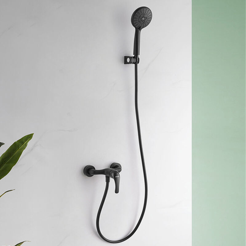 Handle shower taps matte black chrome bathroom bathtub mixers with hand held shower head AG3502H