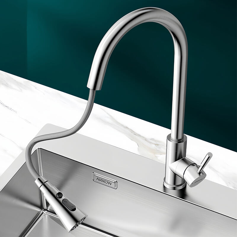 New Style Pull Out Kitchen Faucet Water Faucet SUS304 Stainless Steels Hot and Cold Multiple Purification Tap AE4589