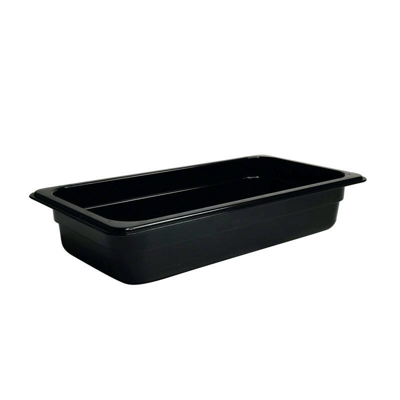 saiz 1/3, 2.5" Dalam Penyimpanan Makanan GN, Polipropena, Hitam
