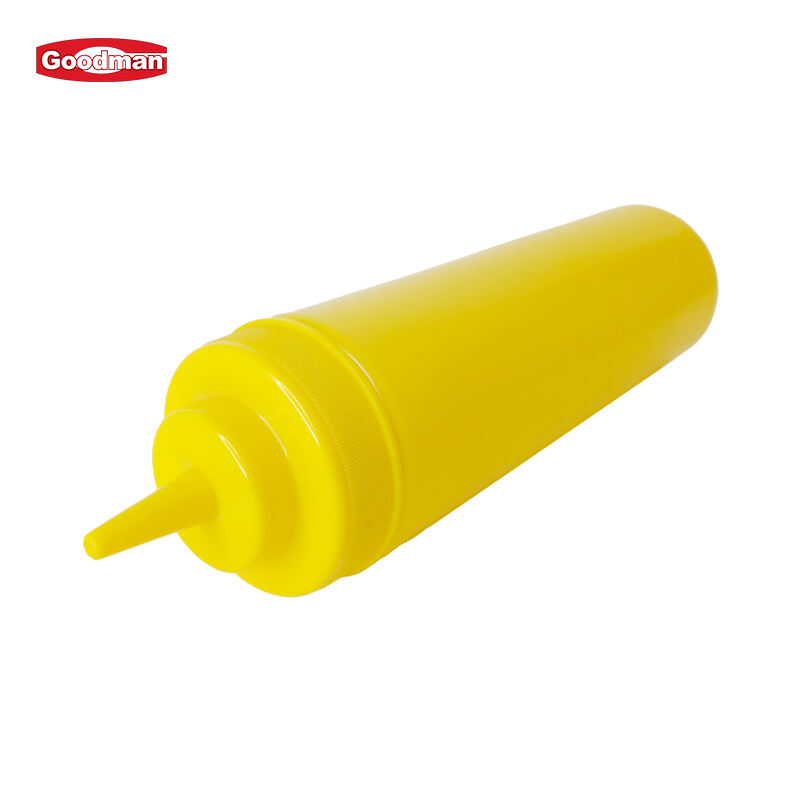 24 oz.  Plastic Sauce Squeeze Bottle with Wide Mouth, Polyethylene, Yellow