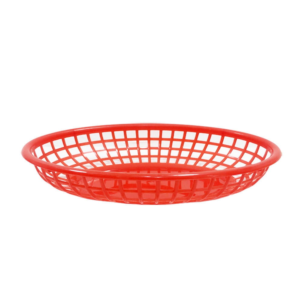 9 1/4" x 6" x 1 3/4" Oval Fast Food Basket, Polypropylene, Red, SE3017RD