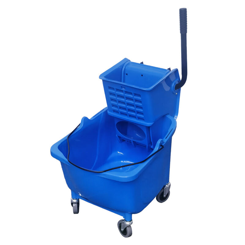 35 Liter Mop Bucket Trolley with Side-press Wringer, Polypropylene, Blue, JA3012