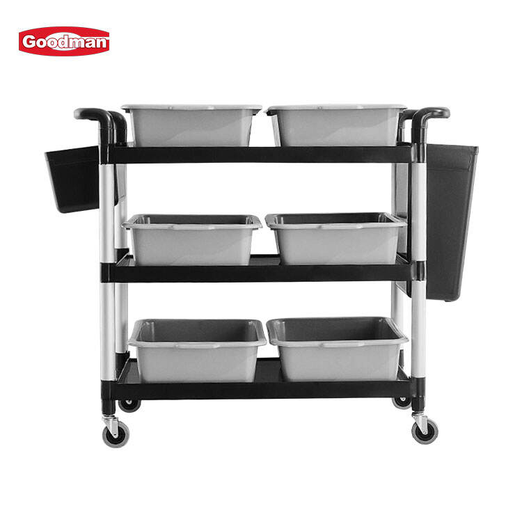 3 Regale mobiler Multifunktionswagen mit Rädern, Polypropylen, Grau, TR3004GY, 40,16" x 19,69"