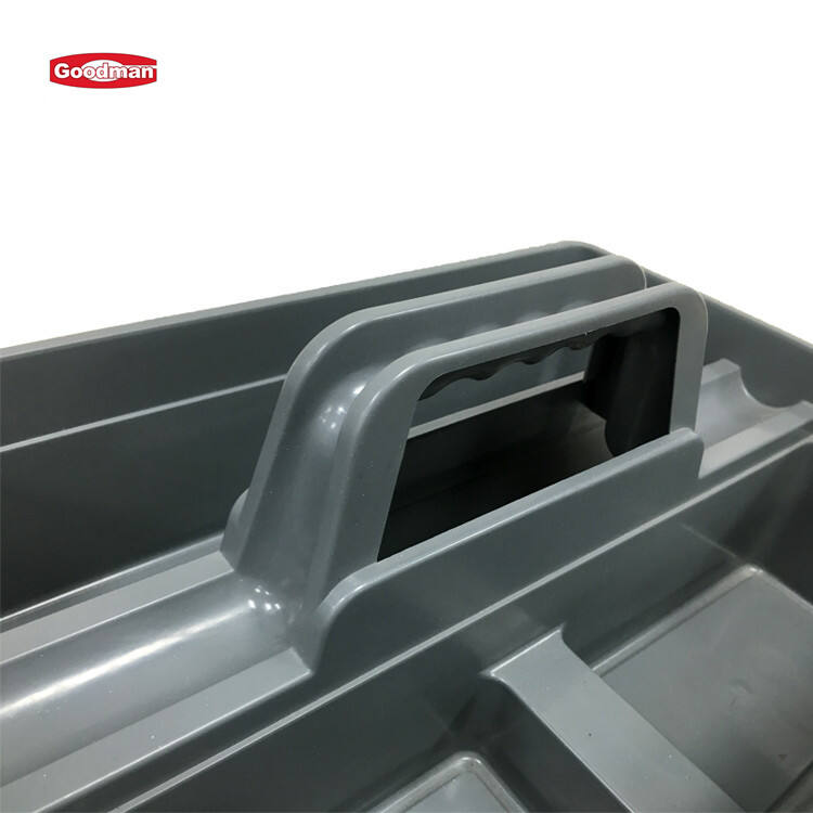 3 Compartment Plastic Janitorial Cleaning Caddy, Polypropylene, Gray, JA3094