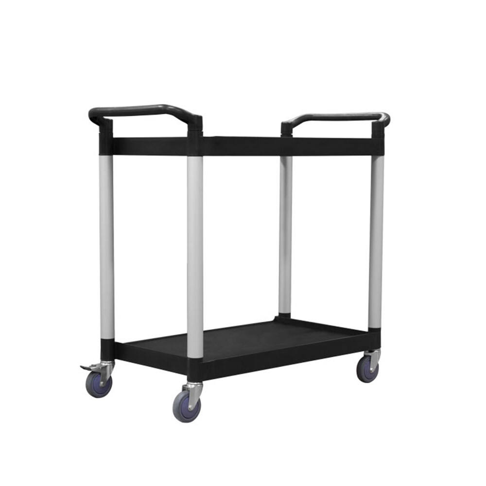 2 Regale rollender Multifunktionswagen mit Rädern, Polypropylen, Schwarz, TR3001BK, 31,89" x 17,13"
