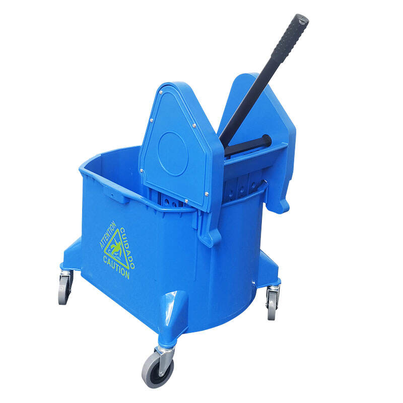 38 Liter Mop Bucket Trolley with Down-press Wringer, Polypropylene, Blue, JA3013