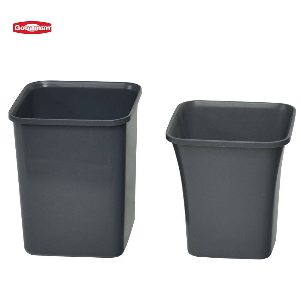 8 Liters Restroom Rectangular Wastebasket With Swing Lid, Gray, JA3027