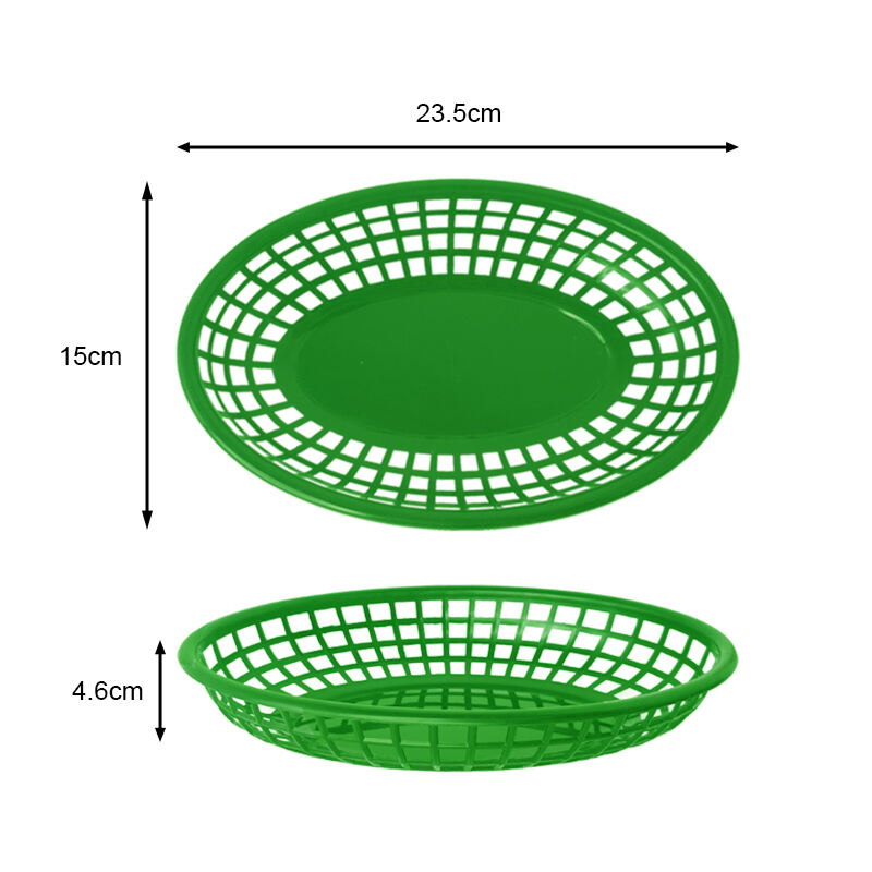 9 1/4" x 6" x 1 3/4" oval fastfood kurv, polypropylen, grøn, SE3017GN