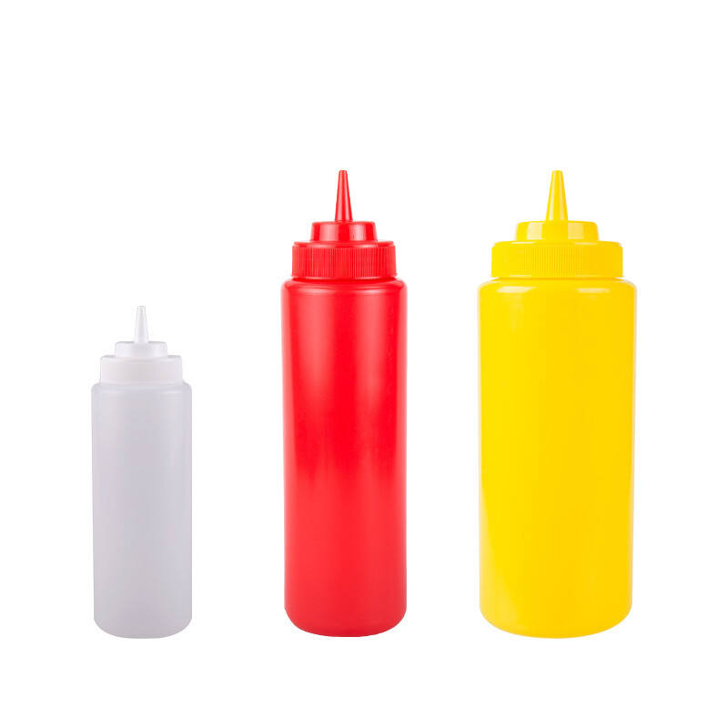 24 oz.  Plastic Sauce Squeeze Bottle with Wide Mouth, Polyethylene, Yellow