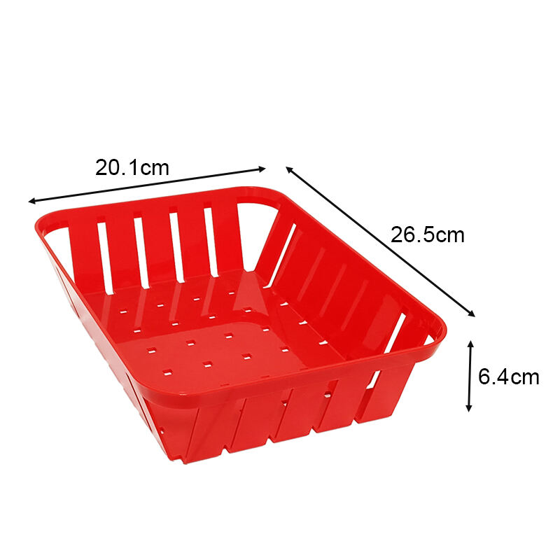 10 1/2" x 7 7/8" x 2 1/2"  Rectangular Fast Food Basket, Polypropylene, Red, SE3020RD