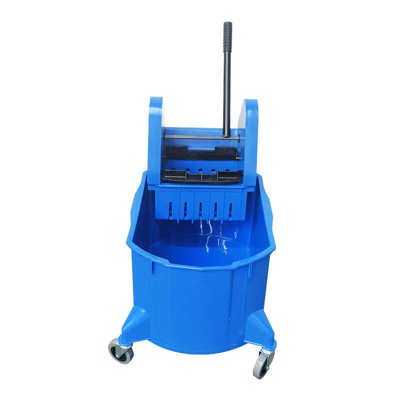 38 Liter Mop Bucket Trolley with Down-press Wringer, Polypropylene, Blue, JA3013