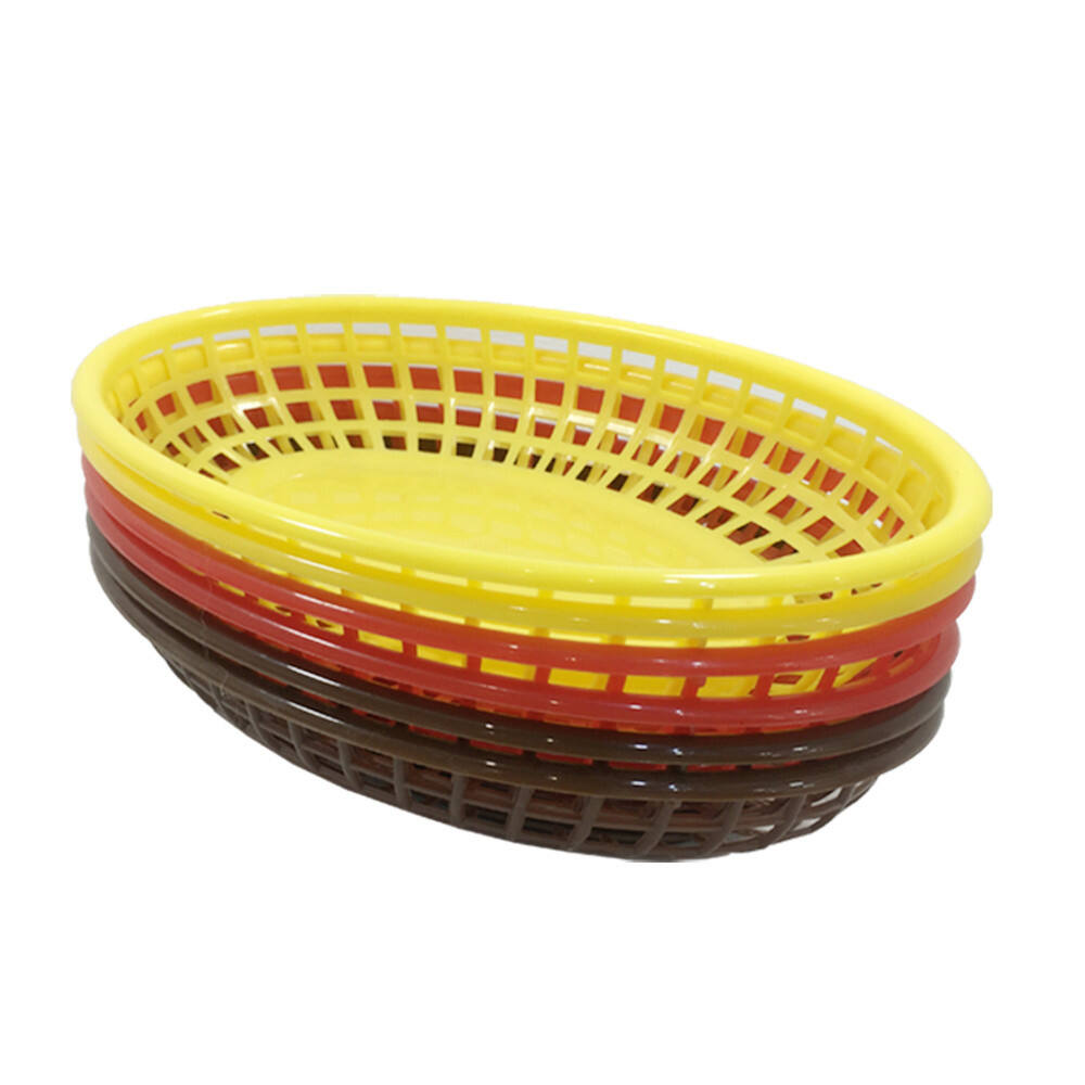 9 1/4" x 6" x 1 3/4" Oval Fast Food Basket, Polypropylene, Yellow, SE3017YE