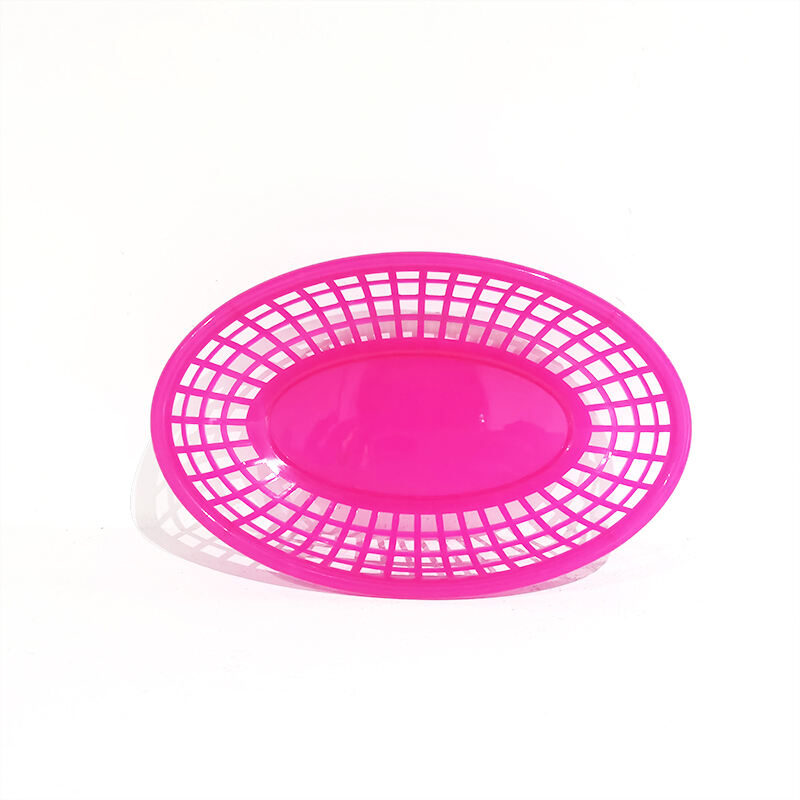 9 1/4 "x 6" x 1 3/4 "Oval fastfood kurv, polypropylen, pink, SE3017PK